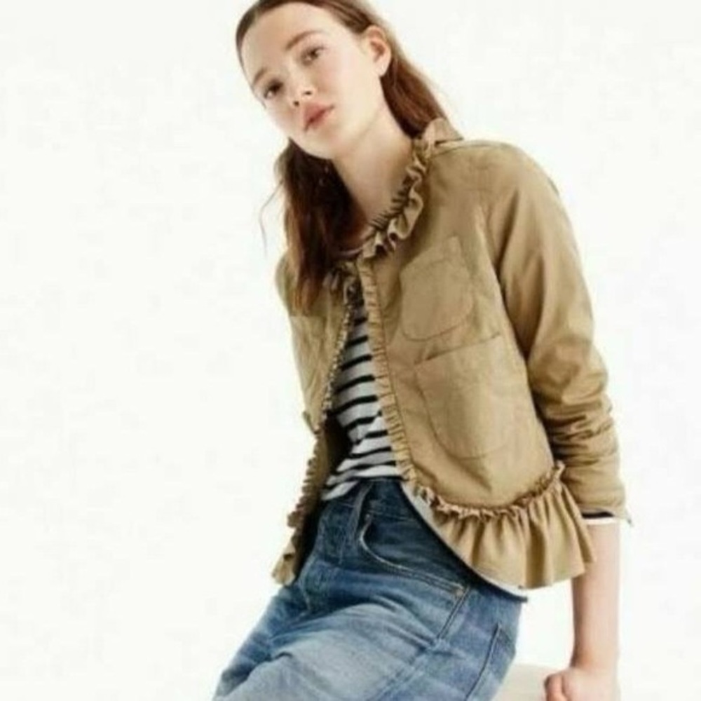J.Crew Tan Ruffled Jacket, size 10 - Picture 10 of 11